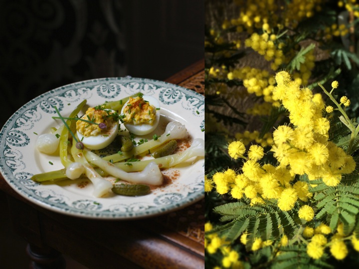 Wild leeks salad - Eggs mimosa