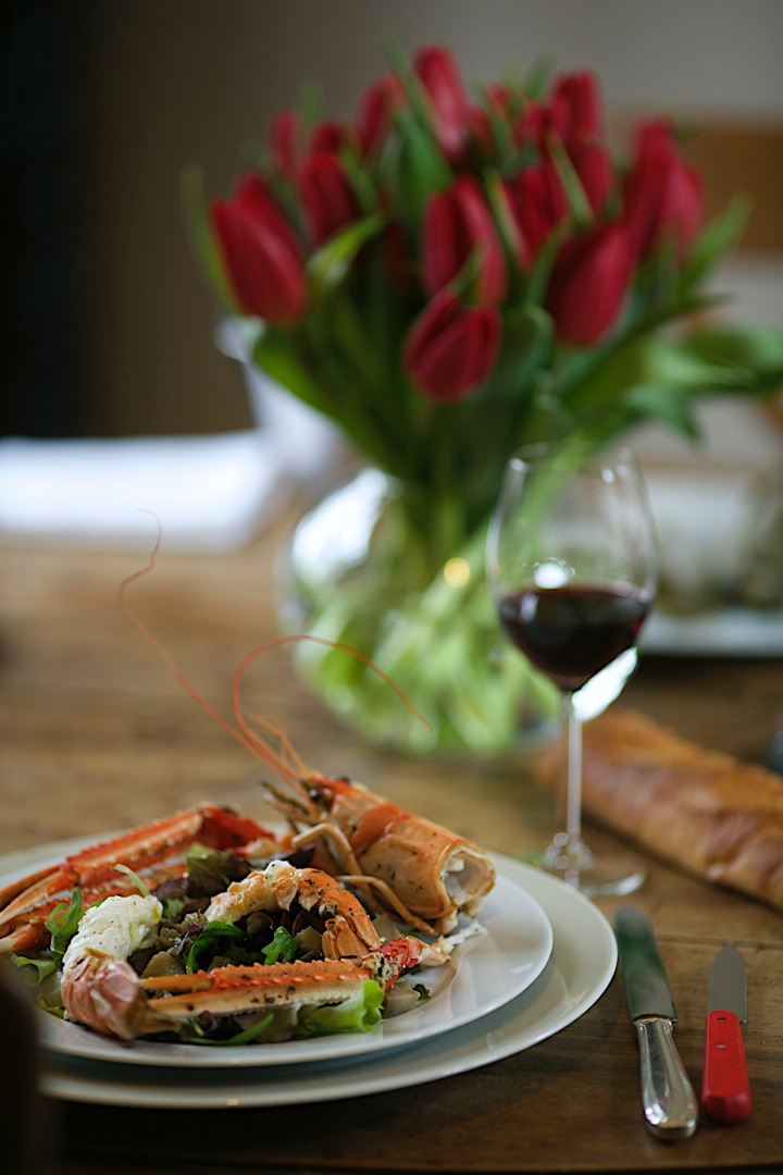 Warm langoustine salad